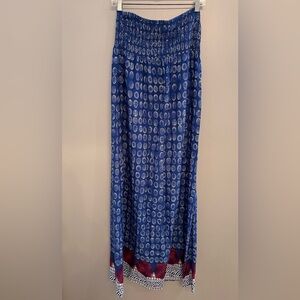 George Blue Strapless Maxi Summer Dress With Beautiful Pattern
